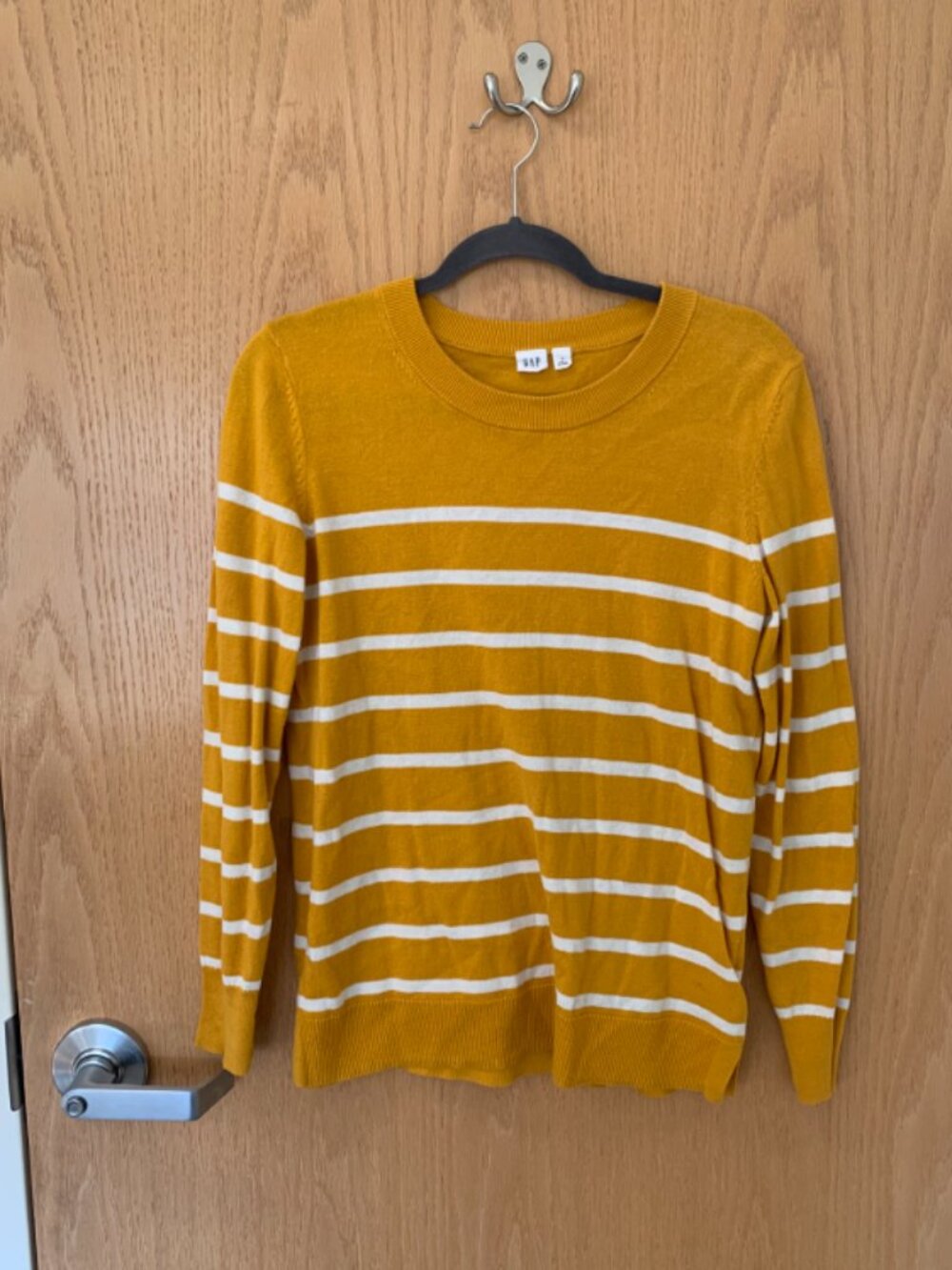 Gap Yellow Stripe Cotton Sweater S | Lightweight Indie Minimalist Twee Hipster